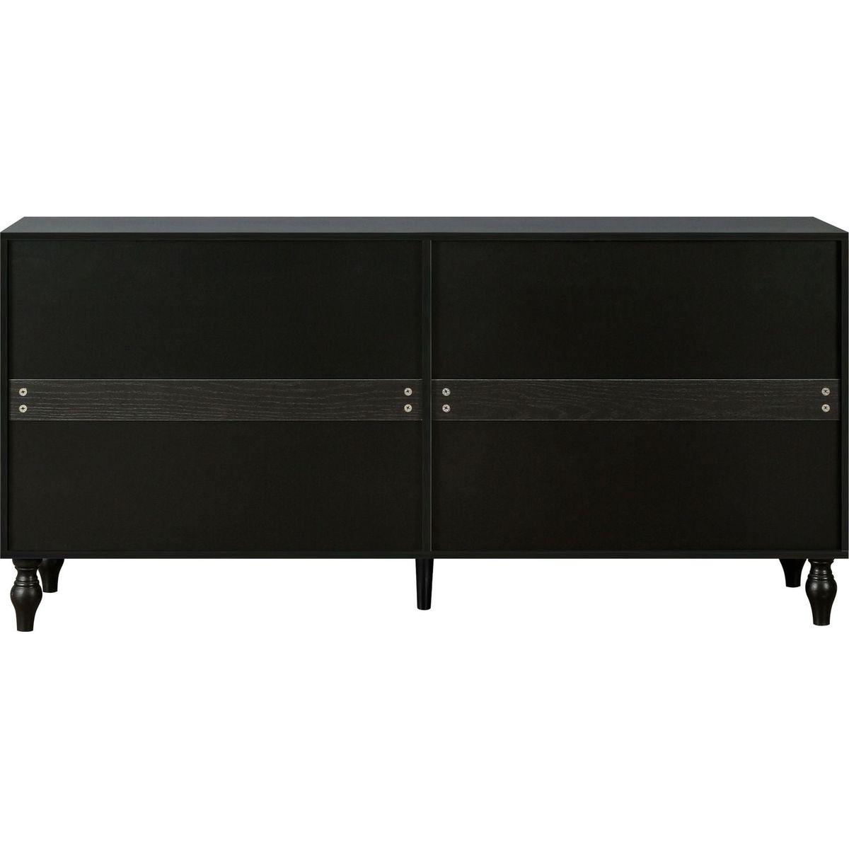 Vintage White Large Faceted Carved And Spliced Doors Combined With Black Frames For TV Stand Table,Sideboards, Accent Cabinets