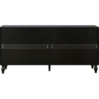 Vintage White Large Faceted Carved And Spliced Doors Combined With Black Frames For TV Stand Table,Sideboards, Accent Cabinets