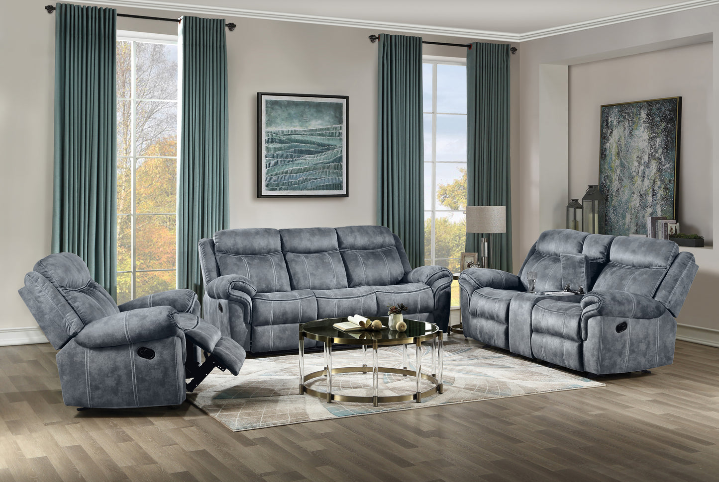 Zubaida Glider Recliner, 2-Tone Gray Velvet