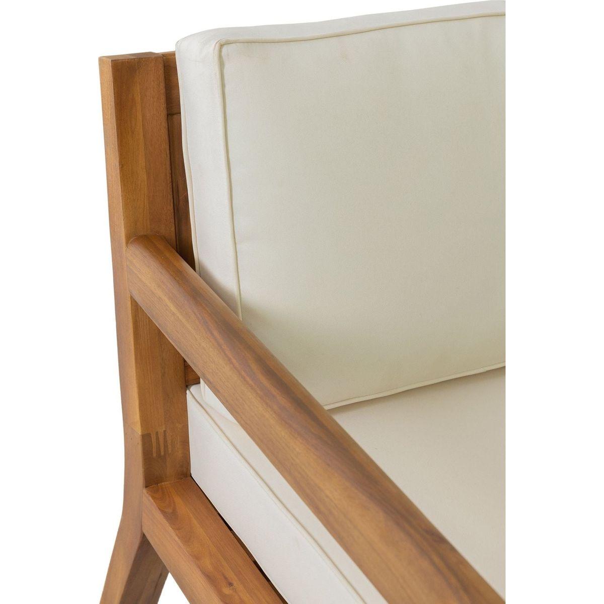 Outdoor Club Chairs with Cushions, 29" H X 26.5" W X 29" D, acacia wood + Teak Finish + Beige