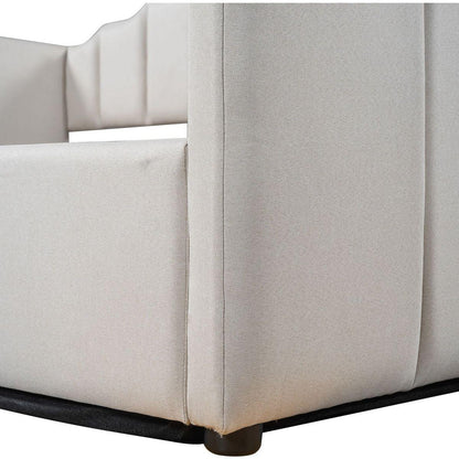 Upholstered Daybed with Underneath Storage,Full Size, White