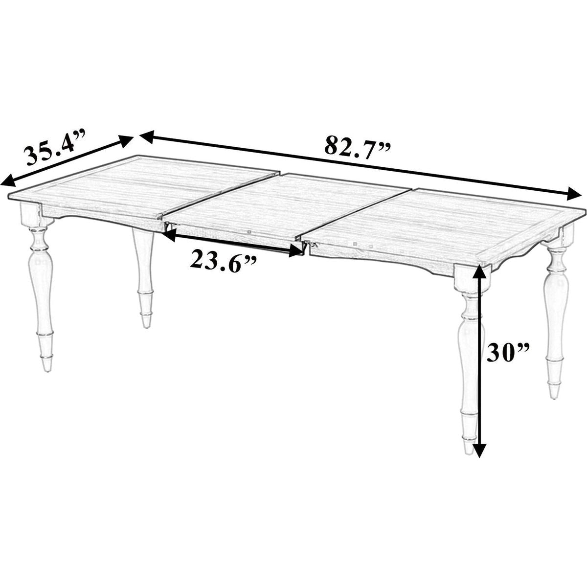 TOPMAX Vintage Traditional 82.7inch Extendable Dining Table with 23.6inch Removable Leaf, Natural