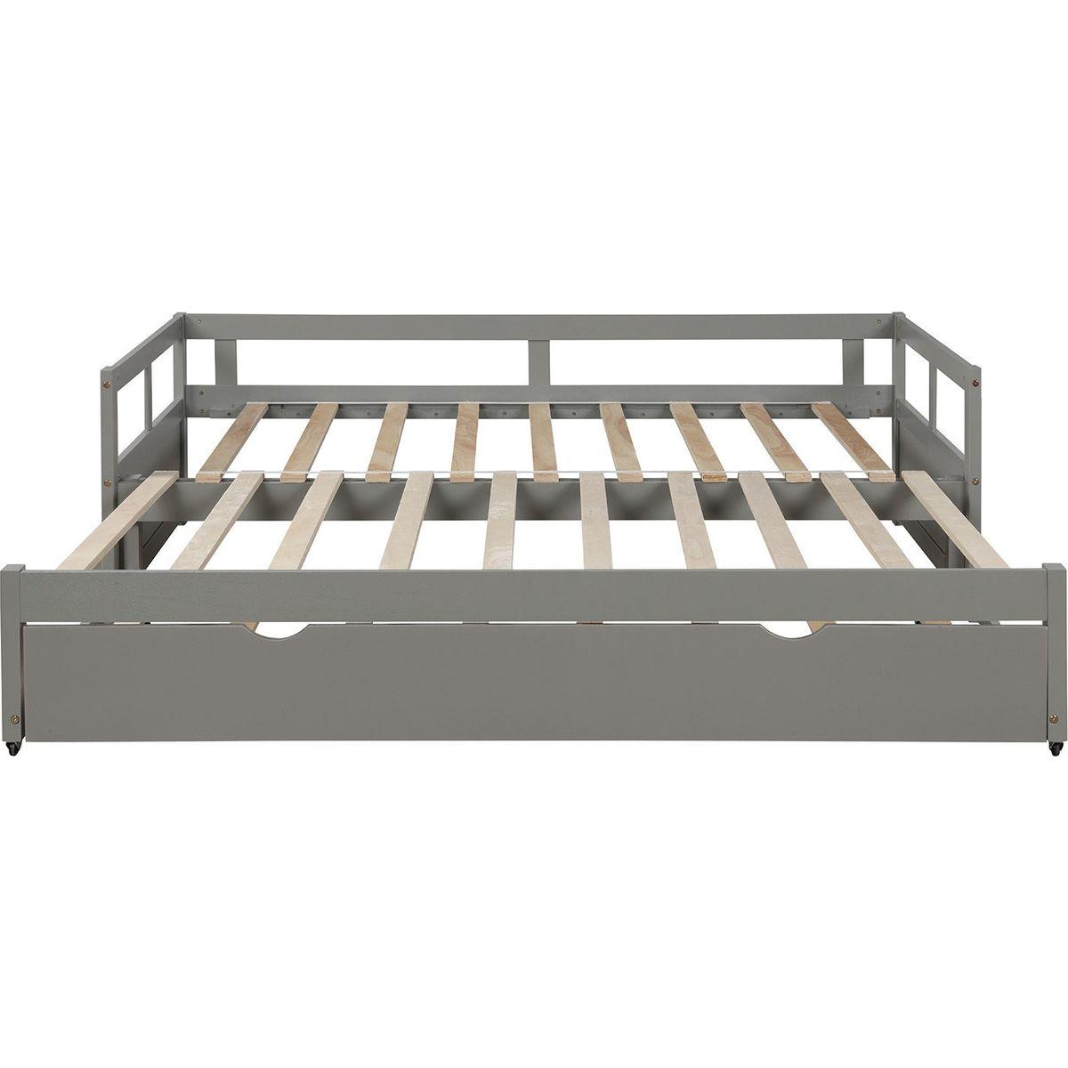 Extending Daybed with Trundle, Wooden Daybed with Trundle, Gray