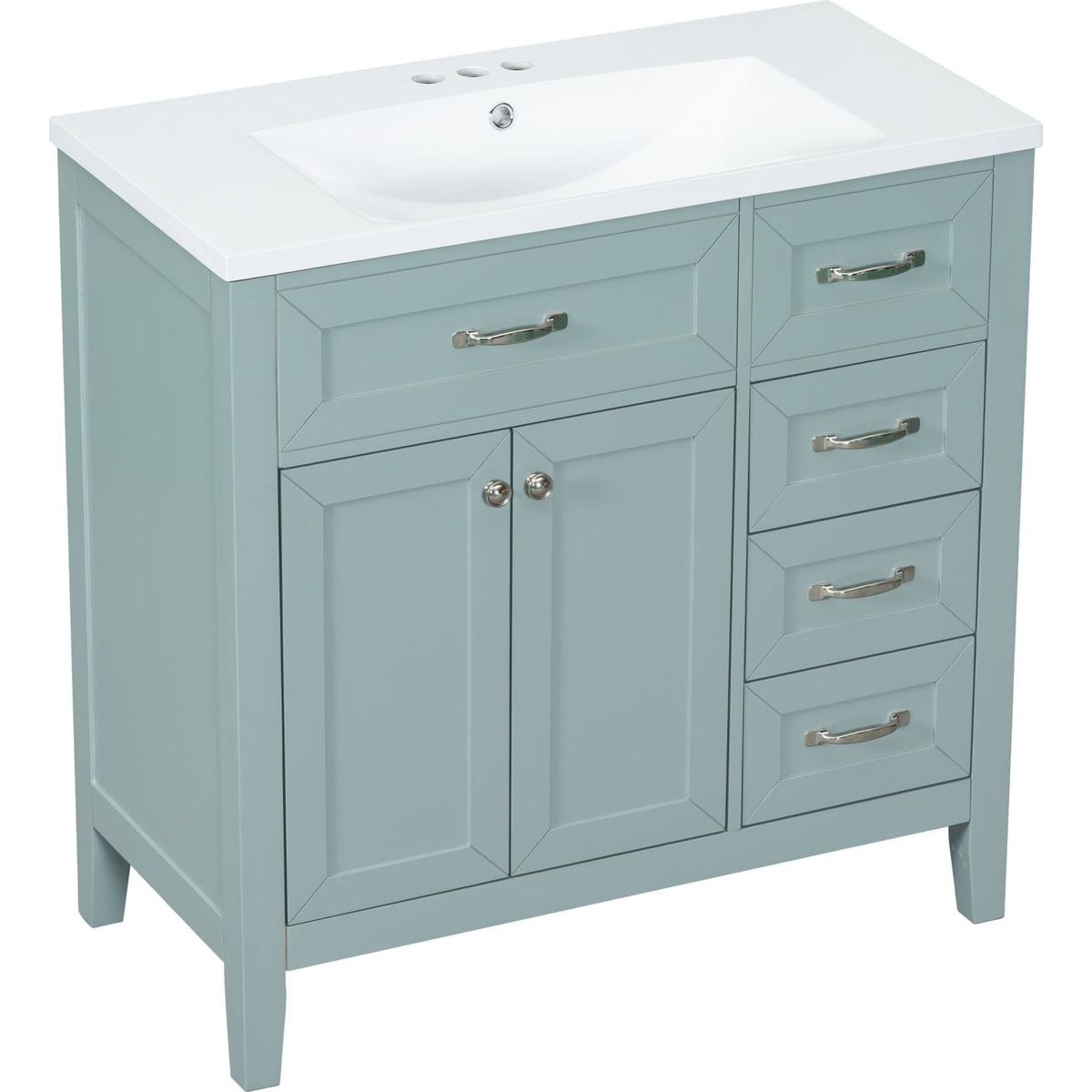 36" Bathroom Vanity with Sink Combo, Green Bathroom Cabinet with Drawers, Solid Frame and MDF Board