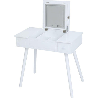Vanity Desk Set with LED Lighted Mirror & Power Outlet, Flip Top Makeup Vanity Table with Drawers & Cabinet, for Bedroom, Bathroom