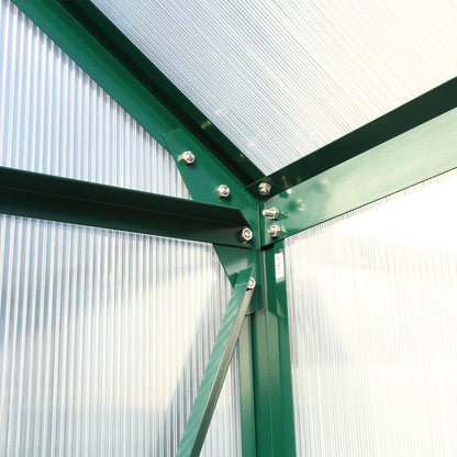 6.3'x10.2'x7' Polycarbonate Greenhouse, Heavy Duty Outdoor Aluminum Walk-in Green House Kit with Rain Gutter, Vent and Door for Backyard Garden, color green