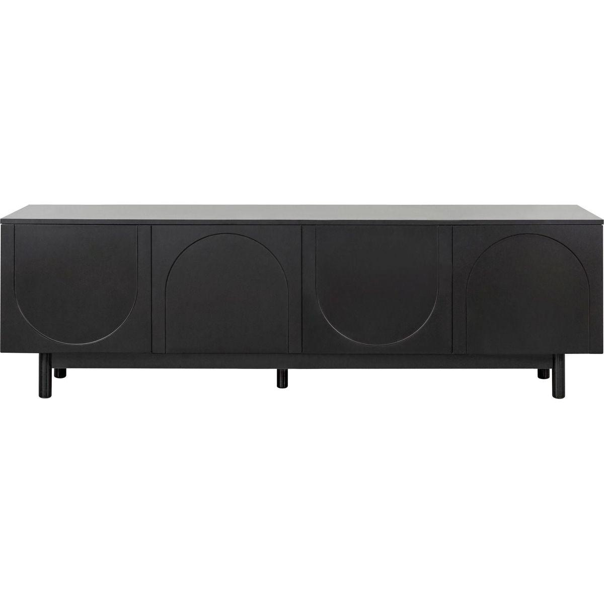 Graceful TV Stand with Arch Cabinets for TVs Up to 78", Minimalist Entertainment Center with Solid Wood Legs, Practical Media Console with Adjustable Shelves for Living Room, Black