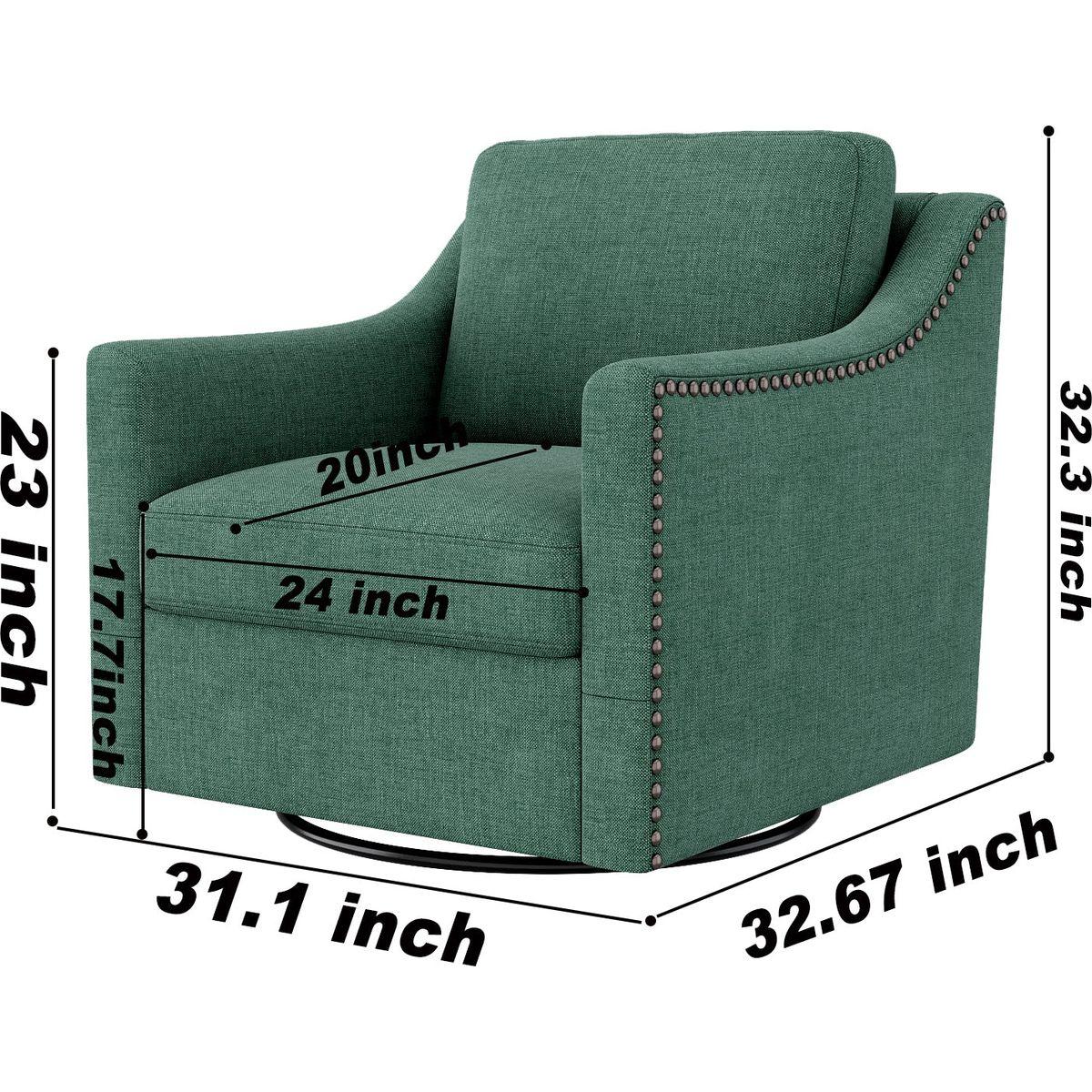 360 Degree Swivel Armchair Cotton linen skin-friendly fabric Ergonomic design Brass nail decorative armchair Living room chairs Bedroom chairs Living room chairs Black legs Suitable for indoor homes