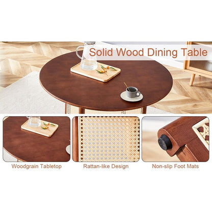 Table and chair set, ancient style solid wood dining table, imitation rattan table legs, beautiful simple solid wood dining chairation