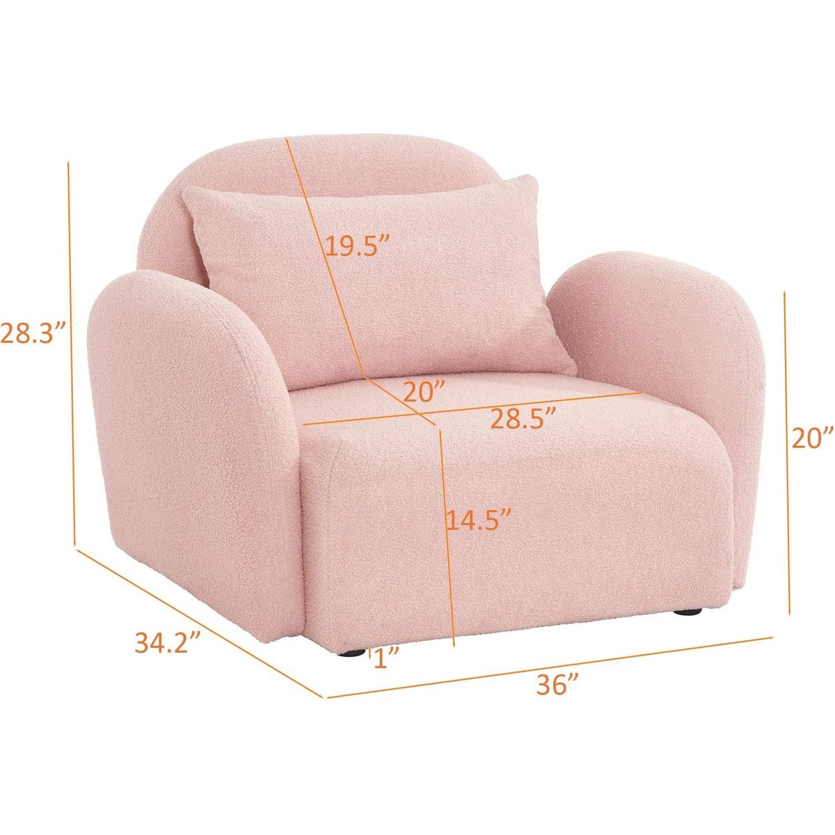 Living Room Furniture Lazy Sofa Chair Teddy Fabric Pink