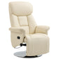 Manual Recliner Chair for Adults, Adjustable Swivel Recliner with Footrest, Padded Arms, PU Leather Upholstery and Steel Base for Living Room, Cream White