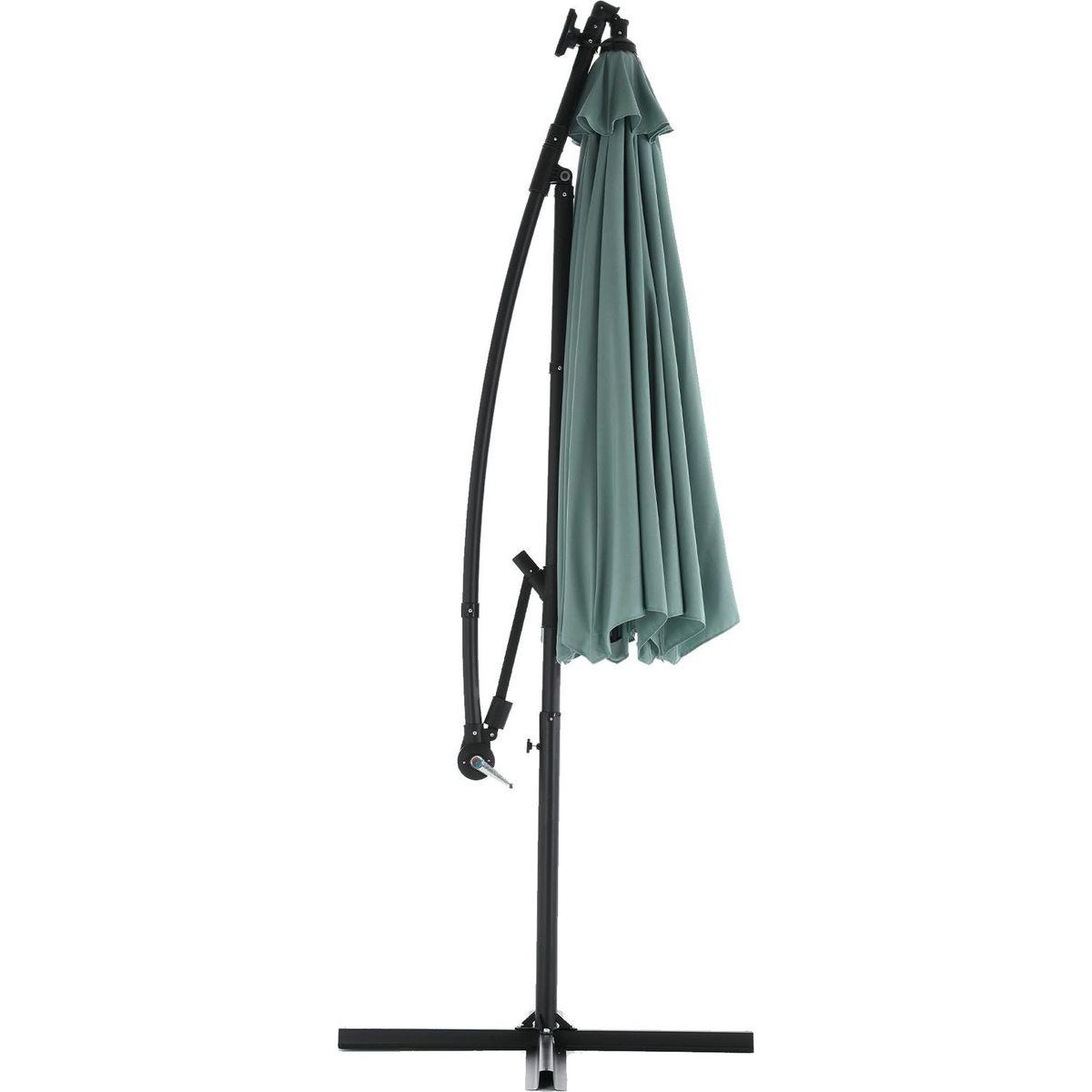 10ft Solar LED Offset Hanging Market Patio Umbrella (Light green)