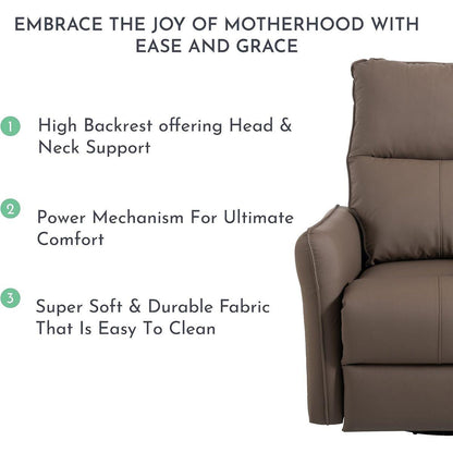 270 Power Swivel Rocker Recliner Chair, Electric Glider Reclining Sofa with USB Ports, Power Swivel Glider, Rocking Chair Nursery Recliners for Living Room Bedroom(Brown)