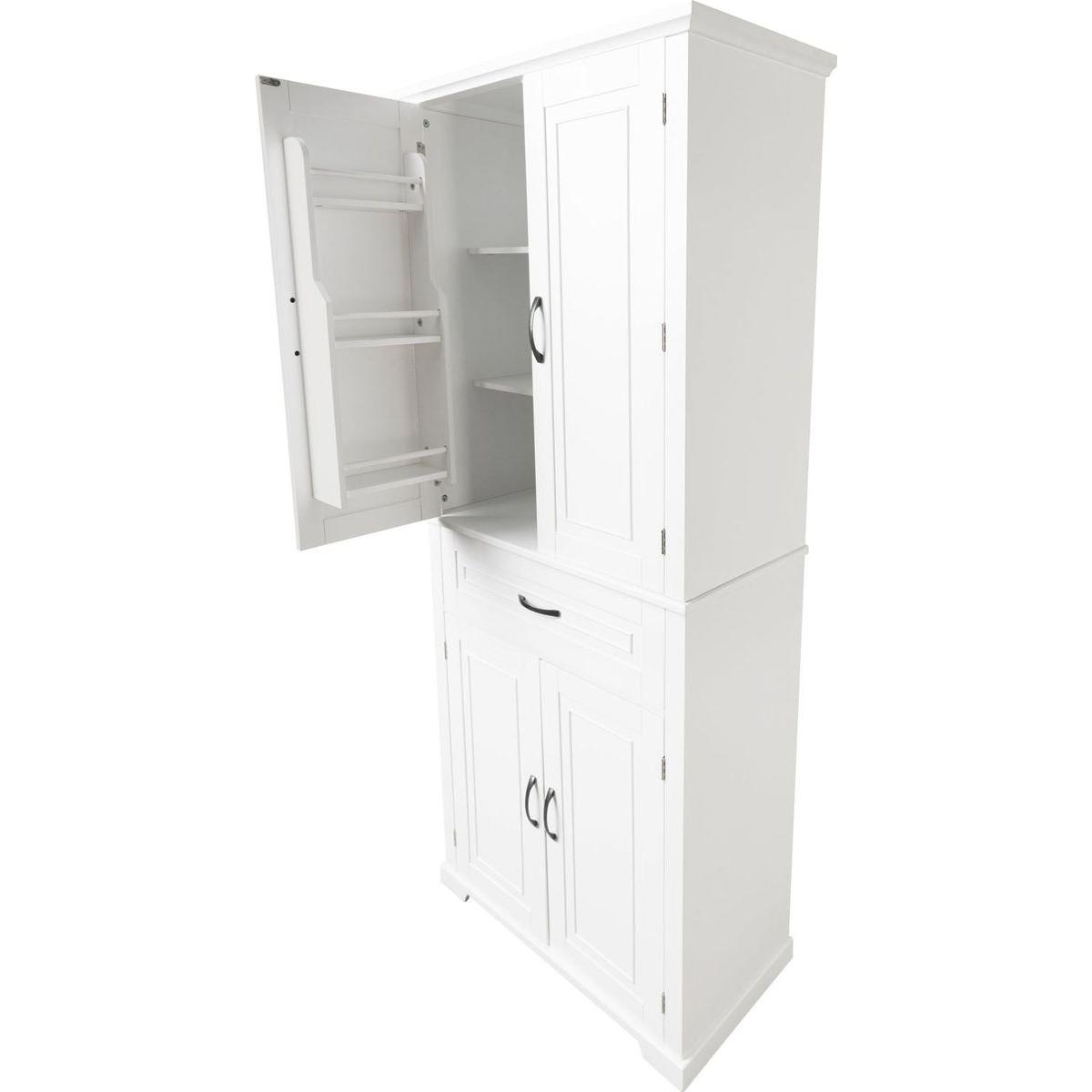 Bathroom Storage Cabinet with Doors and Drawer, Multiple Storage Space, Adjustable Shelf, White