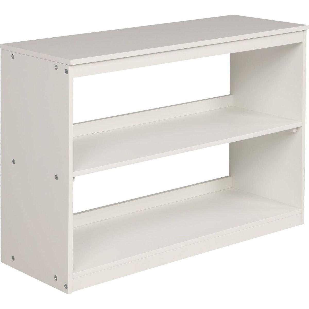 Low Study Twin Loft Bed with Cabinet and Rolling Portable Desk - White