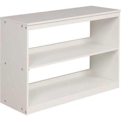 Low Study Twin Loft Bed with Cabinet and Rolling Portable Desk - White