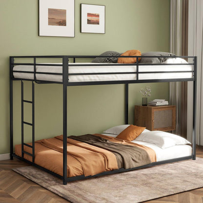 Adam Sturdy Full over Full Metal Bunk Black for Kids and Adult, Low Profile and Easy Climbing with Stable Ladder