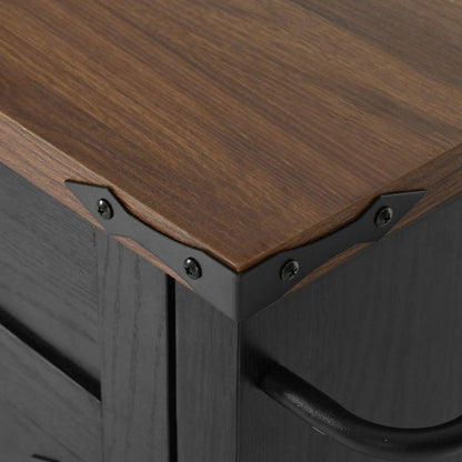 53.5"Farmhouse Kitchen Island with Power Outlet, Kitchen Storage Island with Drop Leaf, Spice Rack and Drawer, Rolling Kitchen Cart on Wheels, for Home, Kitchen and Dining Room, Black