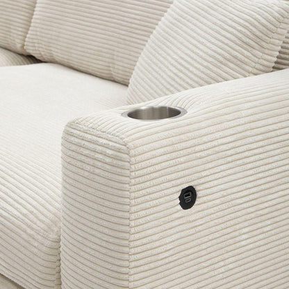 134x54"Oversized Corduroy Sectional Sofa,L Shaped Cloud Couch with USB Charging Port,Cup Holder,Deep Seat Sofa Bed with 50" Chaise,Comfy Indoor Furniture for Living Room,3 Colors