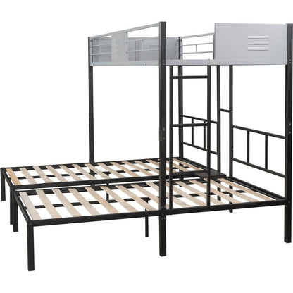 Triple Bunk Bed with Vent Board/ Sturdy Metal Frame/ Noise-Free Wood Slats/ Separatable into three beds/ No Box Spring Needed