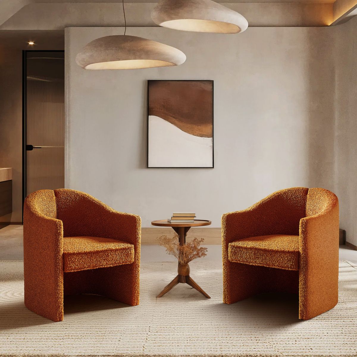 Mirod Stylish Curved Design, Comforting Embrace, Versatile Aesthetic, Dual Purpose Decorative Accent Chair Set of 2, for Living room,Bedroom and study