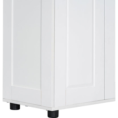 Storage Cabinet with Two Doors for Bathroom, Office, Adjustable Shelf, MDF Board, White