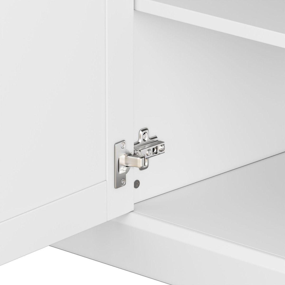 Minimalist Entertainment Wall Unit Set with Bridge for TVs Up to 75", Ample Storage Space TV Stand with Adjustable Shelves, Modernist Large Media Console for Living Room, White