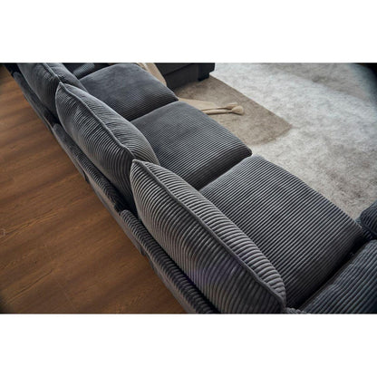 Modern U Shaped 6-seat Sectional Sofa Couch with one Ottoman and three toss pillows, Modular Sofa for Living Room,Corduroy sofa