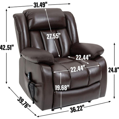 Dual Motor Infinite Position Up to 350 LBS Electric Medium size Brown Power Lift Recliner Chair with 8-Point Vibration Massage and Lumbar Heating