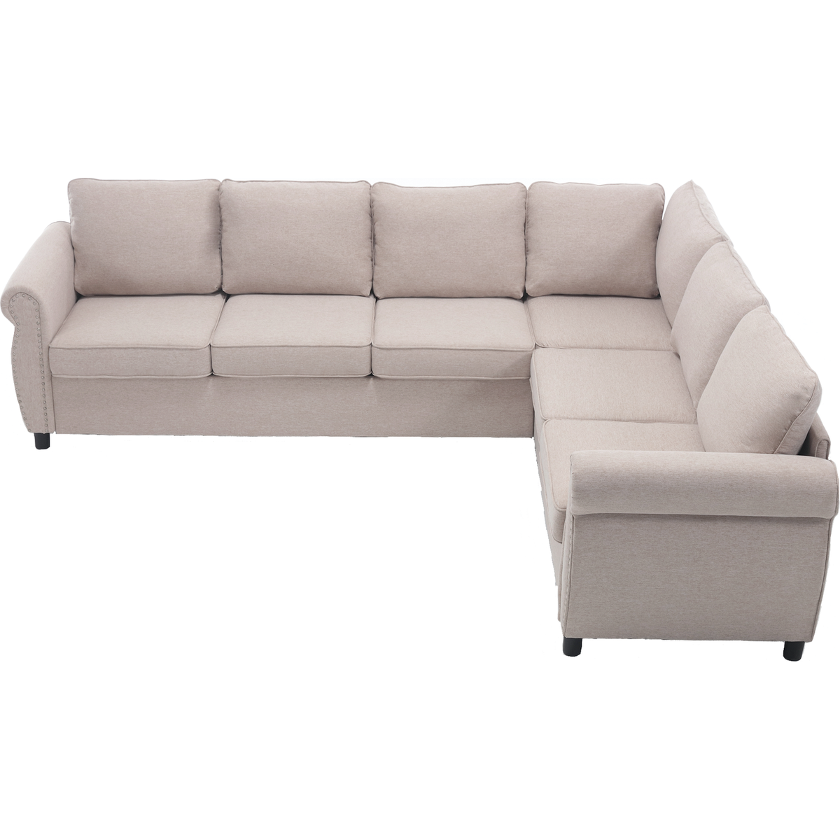 Sleeper Sofa, 2 in 1 Pull Out Couch Bed,6 seater sofa bed, L Shaped Sleeper Sectional Sofa Couch,Riveted sofa,104" Large combined sofa Bed in living room, Beige