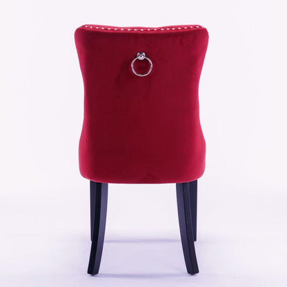 Classic Velvet Dining Chairs, High-end Tufted Solid Wood Contemporary Velvet Upholstered Dining Chair with Wood Legs Nailhead, SET OF 2,Burgundy, Wine Red