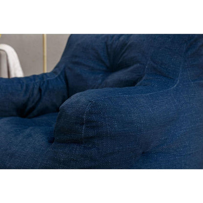 Soft Cotton Linen Fabric Bean Bag Chair Filled With Memory Sponge,Blue