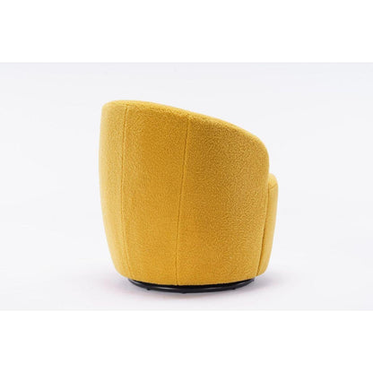 Teddy Fabric Swivel Accent Armchair Barrel Chair With Black Powder Coating Metal Ring,Yellow