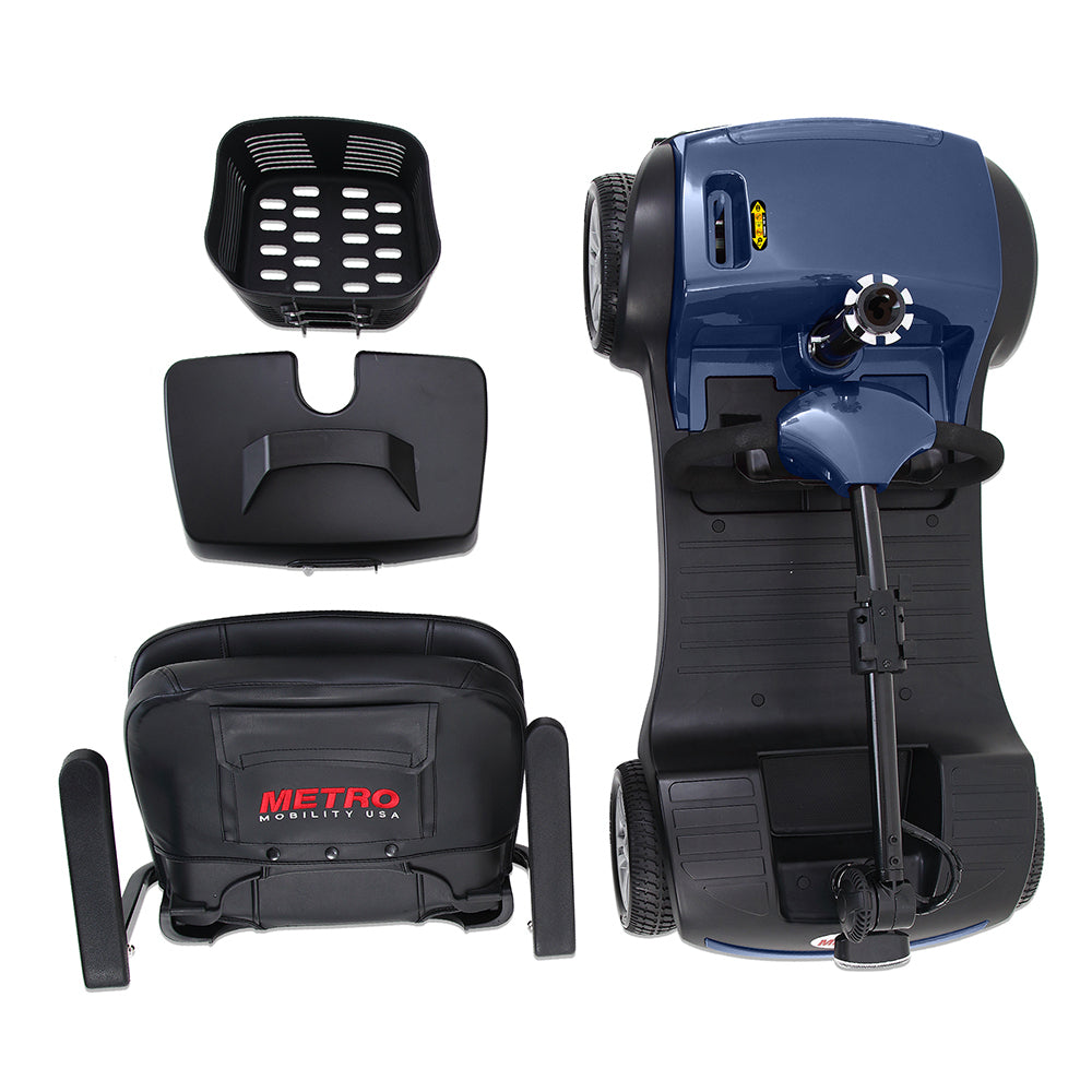 Four wheels Compact Travel Mobility Scooter with 300W Motor for Adult-300lbs, BLUE