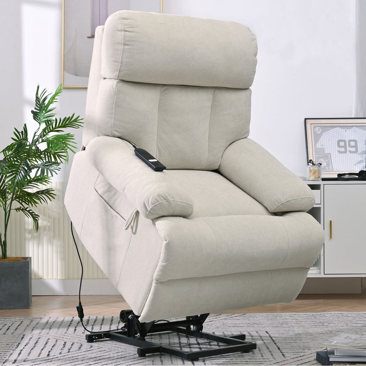 Oversized Power Lift Recliner Chair for Elderly, Electric Fabric Recliner Chair for Seniors, Home Theater Seating,Reclining Sofa Chair with Remote Control,Side Pocket ,Spacious Seat(Light Gray) - Streamdale Furniture
