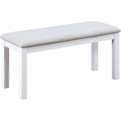 Wooden Dining Rectangular Table with Bench, Kitchen Table with Bench for Small Space, 6 Person Dining Table, White