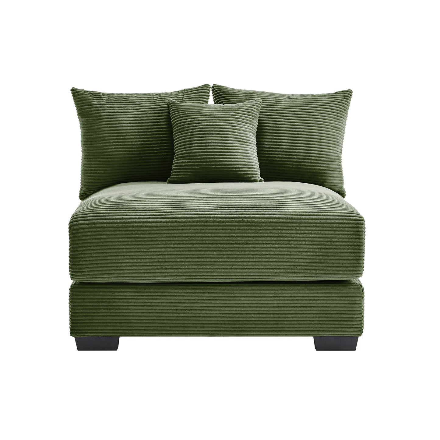28 Armless Sofa W/Pillows Corduroy- Green