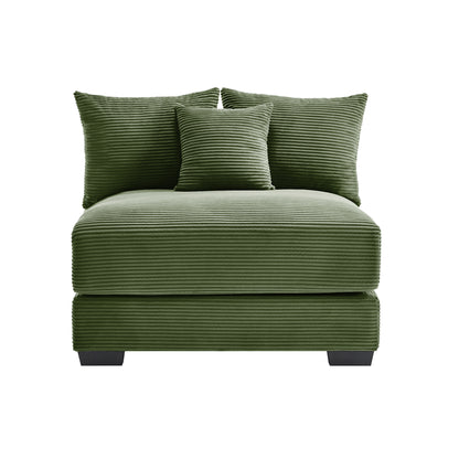 28 Armless Sofa W/Pillows Corduroy- Green