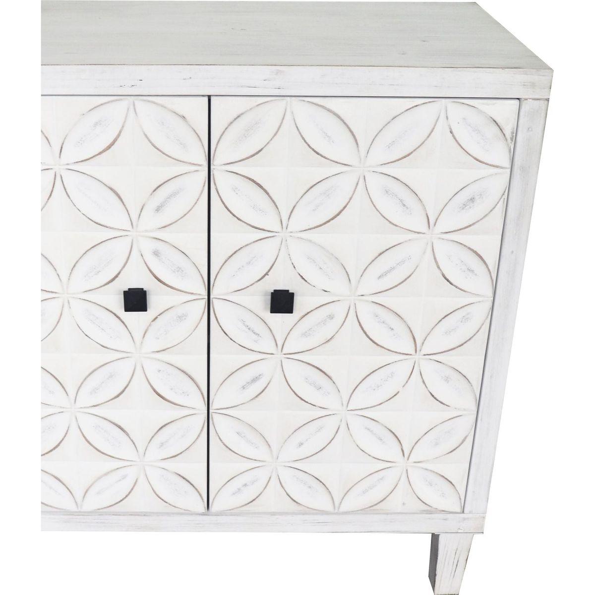 Accent Cabinet 4 Door Wooden Cabinet Sideboard Buffet Server Cabinet Storage Cabinet, for Living Room, Entryway, Hallway, Office, Kitchen and Dining Room, White Wash