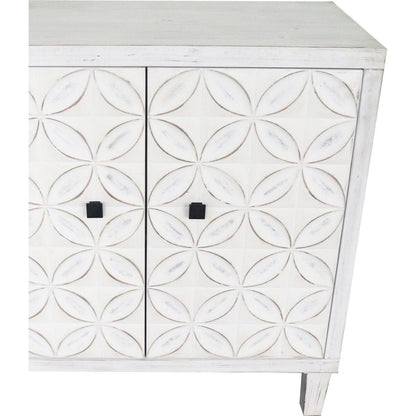 Accent Cabinet 4 Door Wooden Cabinet Sideboard Buffet Server Cabinet Storage Cabinet, for Living Room, Entryway, Hallway, Office, Kitchen and Dining Room, White Wash