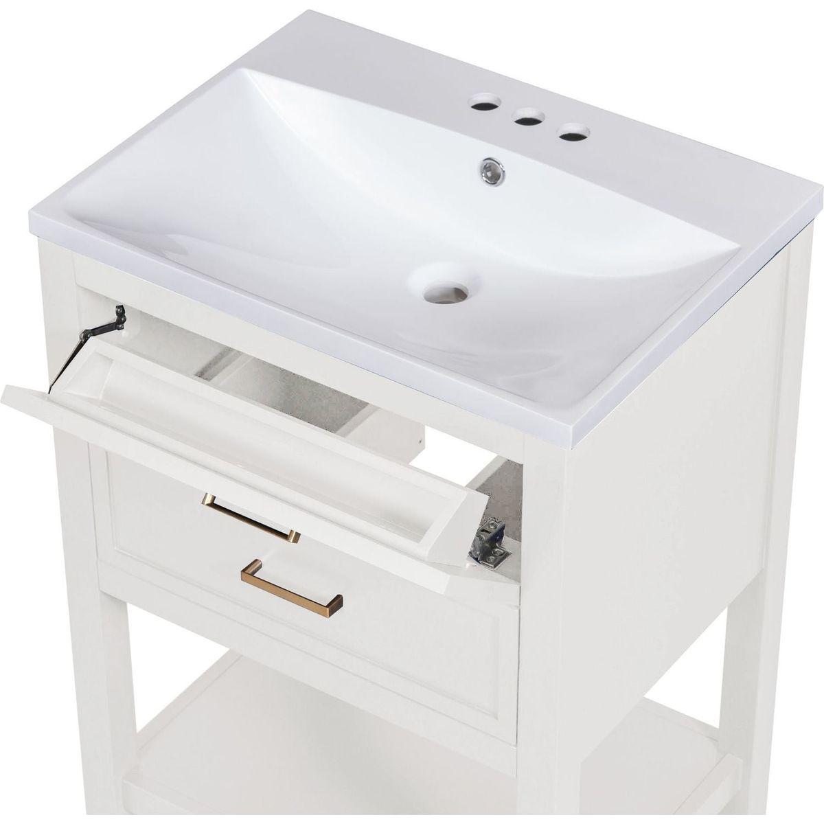 24" Bathroom Vanity with Top Sink, Modern Bathroom Storage Cabinet with 2 Drawers, Single Sink Bathroom Vanity