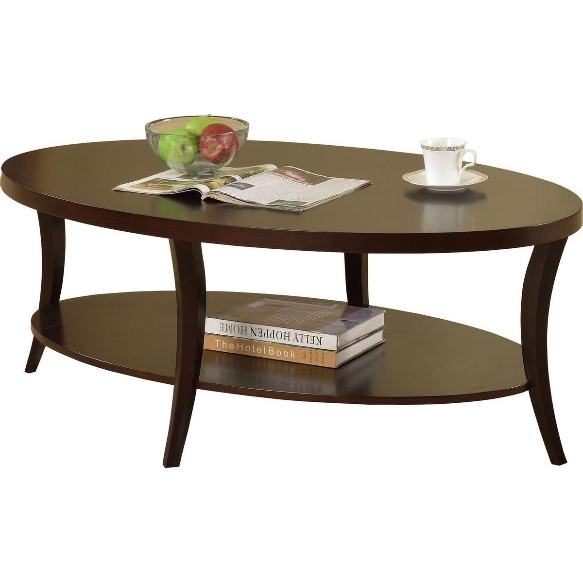 Perth Espresso Oval Coffee Table with Shelf