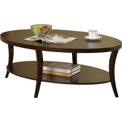 Perth Espresso Oval Coffee Table with Shelf