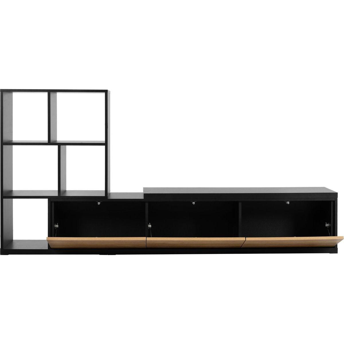 74.8"-126" Extendable TV Stand with 3 Tier Bookshelves for TVs up to 110", Adjustable Entertainment Center with Storage Cabinets, Sliding Tabletop Media Console for Living Room, Black