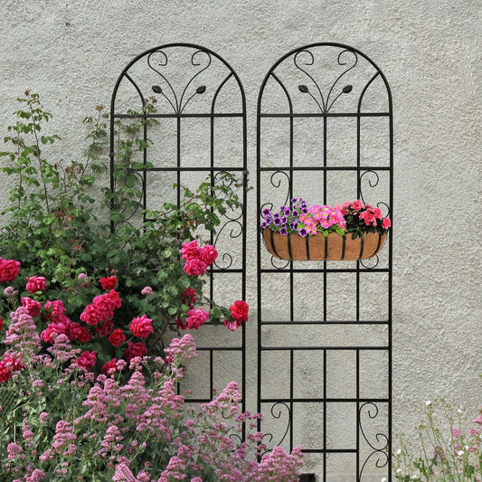 2 Pack Metal Garden Trellis 86.7' x 19.7' Rustproof Trellis for Climbing Plants Outdoor Flower Support Black