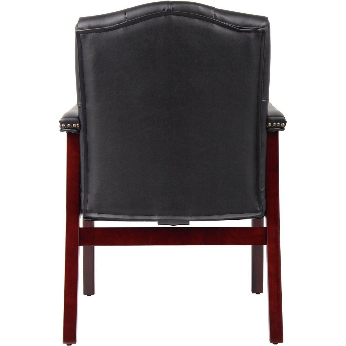 Leather Reception Guest Chairs W/Padded Seat and Arms Ergonomic Mid-Back Office Executive Side Chair for Meeting Waiting Room Conference Office Guest Chairs,Black
