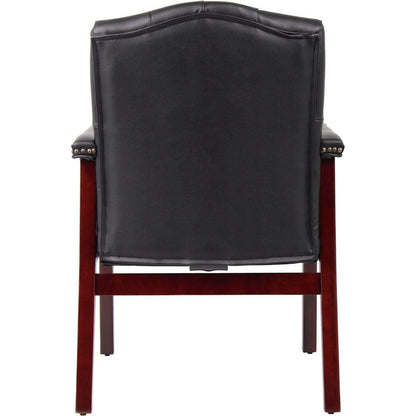 Leather Reception Guest Chairs W/Padded Seat and Arms Ergonomic Mid-Back Office Executive Side Chair for Meeting Waiting Room Conference Office Guest Chairs,Black