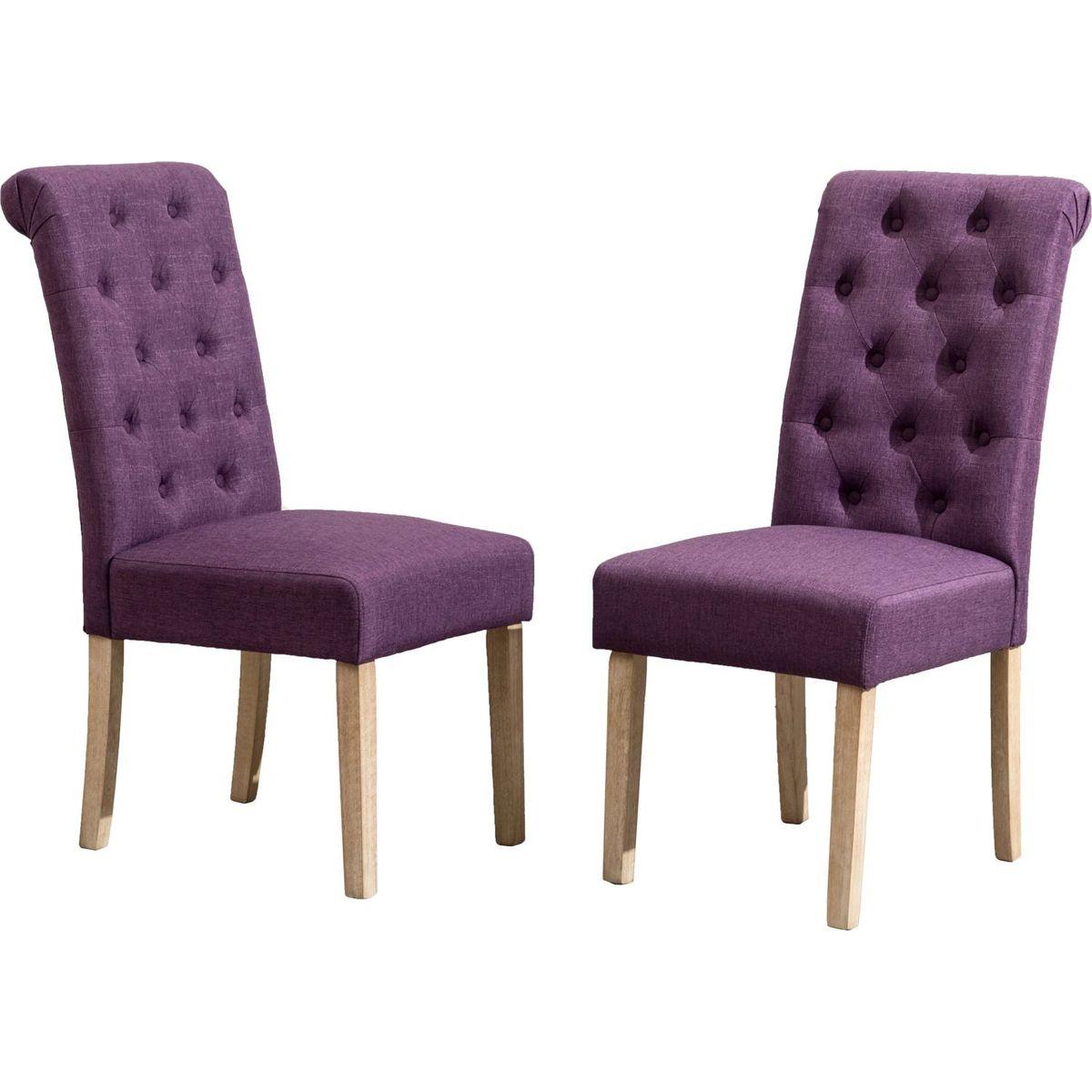 Habit Solid Wood Tufted Parsons Dining Chair, Set of 2, Purple