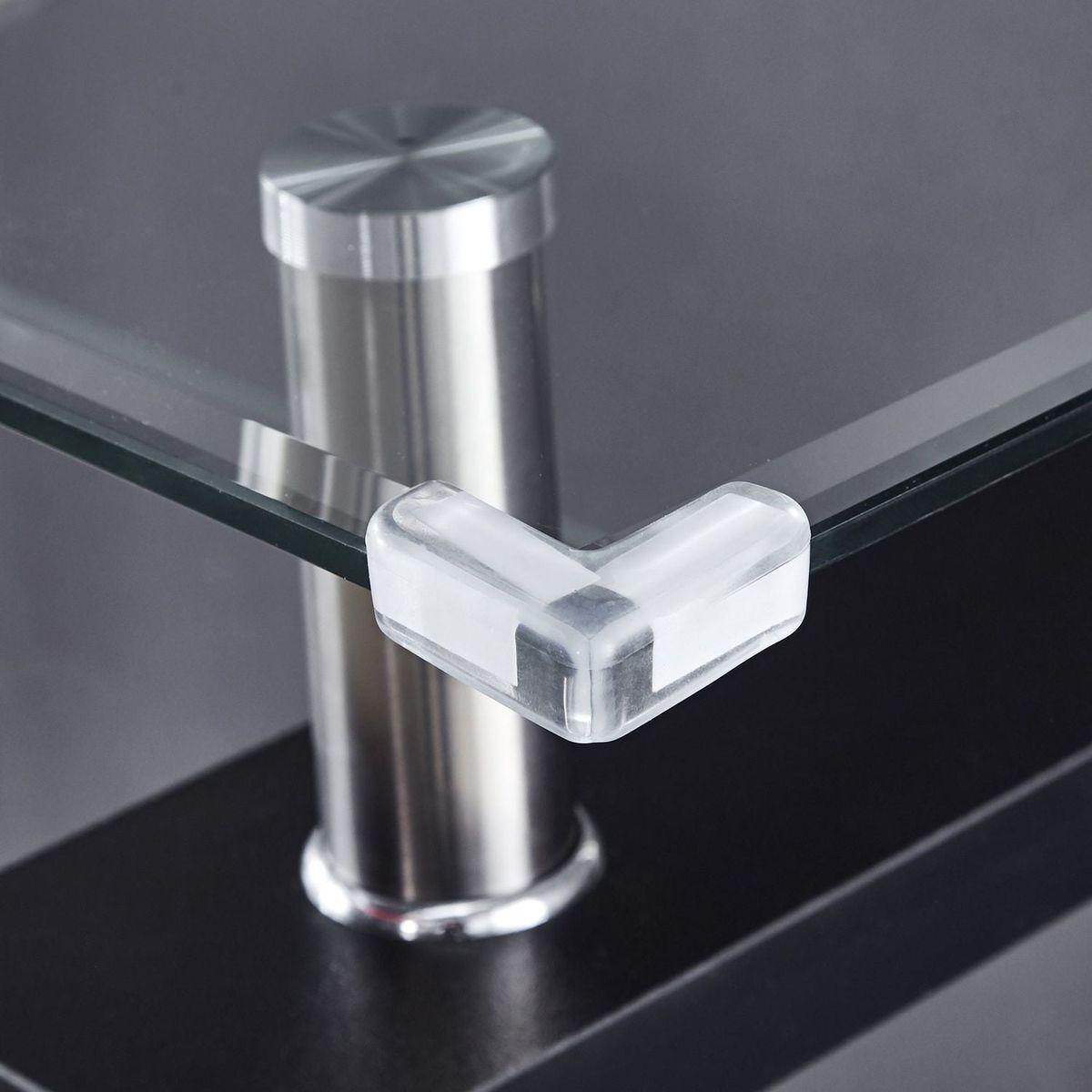 Black MDF Console Table, Tempered Glass Top, Modern Foyer Area Table