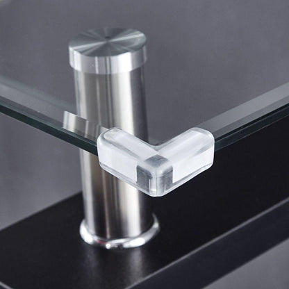 Black MDF Console Table, Tempered Glass Top, Modern Foyer Area Table